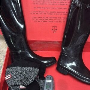 Hunter Glossy Black womens Rain Boots